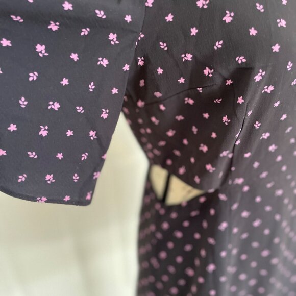 French Connection Verona Crepe Mini Dress Navy Blue Pink Floral Cut Outs Short 8 - Picture 5 of 16